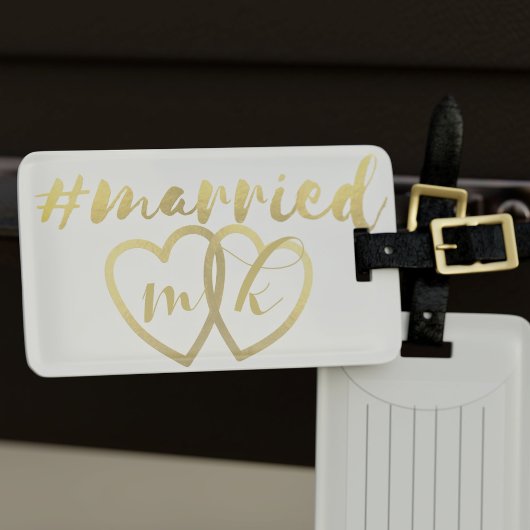Hartjes Monogram Net Getrouwd Honeymoon Bagage Lab Bagagelabel