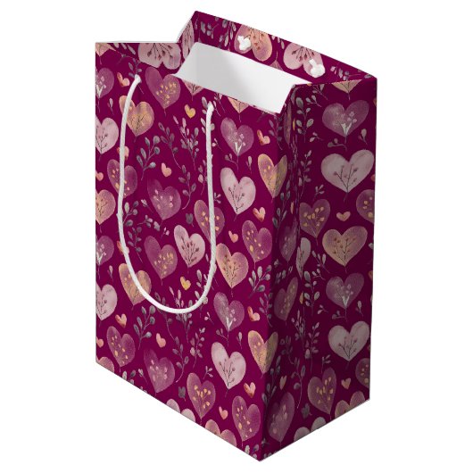 hartjes motief 2 medium cadeauzakje (Achterkant Gekanteld)