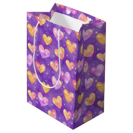 hartjes motief 3 medium cadeauzakje (Achterkant Gekanteld)