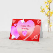 Hartjes ontwerp gepersonaliseerde 18e verjaardag kaart (Gele Bloem)