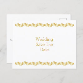 Hartjes Ontwerp Goudkleurig Huwelijk Bewaar De Dat Aankondigingskaart