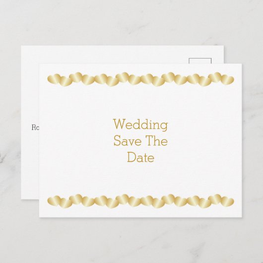 Hartjes Ontwerp Goudkleurig Huwelijk Bewaar De Dat Aankondigingskaart (Voorkant / Achterkant)