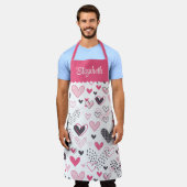 Hartjes overal gepersonaliseerd afdrukken schort (Gedragen)