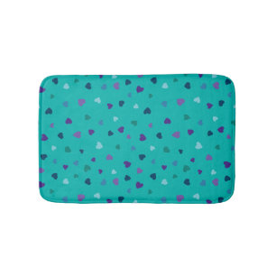 Hartjes, Paars, Turkoois, Blauw op Turquoise Badmat