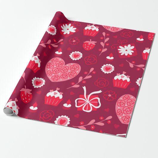 Hartjes patroon cadeaupapier (Uitgerold)