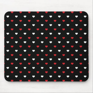 Hartjes rood en wit Zwarte Achtergrond Patroon Muismat
