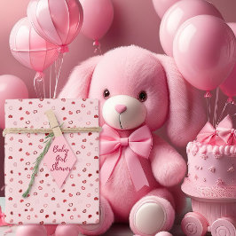 Hartjes - Rood op Licht Roze Ombre Inpakpapier Vel