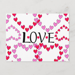 Hartjes Roze Rood LIEFDE Briefkaart