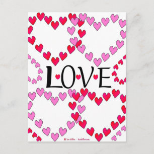Hartjes Roze Rood LIEFDE Briefkaart