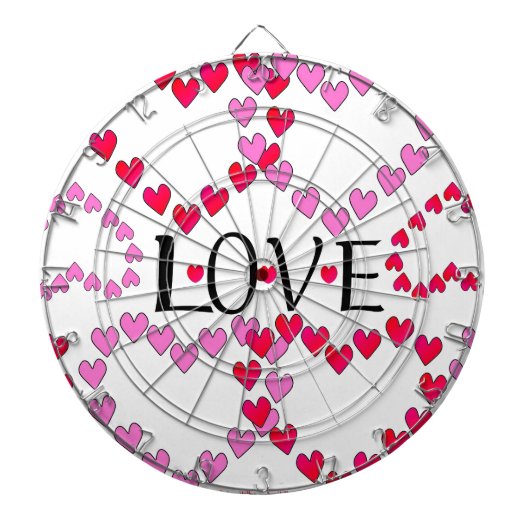 Hartjes Roze Rood LIEFDE Dartbord (Voorkant)