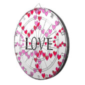 Hartjes Roze Rood LIEFDE Dartbord (Voorkant Rechts)