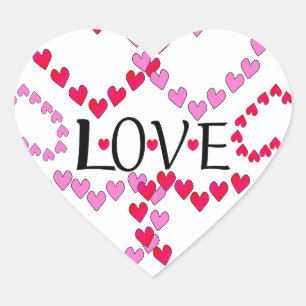 Hartjes Roze Rood LIEFDE Hart Sticker