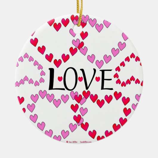 Hartjes Roze Rood LIEFDE Keramisch Ornament (Voorkant)