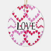 Hartjes Roze Rood LIEFDE Keramisch Ornament (Links)