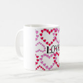 Hartjes Roze Rood LIEFDE Koffiemok (Voorkant links)