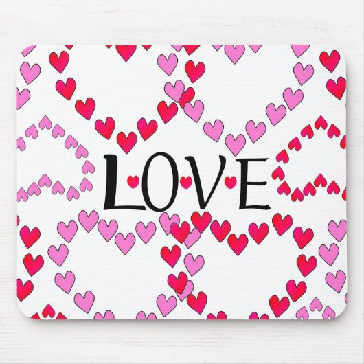 Hartjes Roze Rood LIEFDE Muismat (Voorkant)