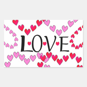 Hartjes Roze Rood LIEFDE Rechthoekige Sticker