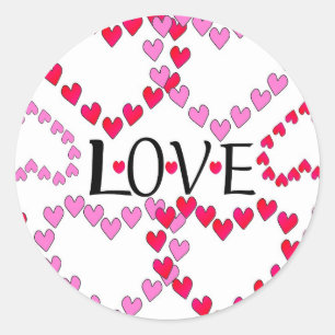 Hartjes Roze Rood LIEFDE Ronde Sticker