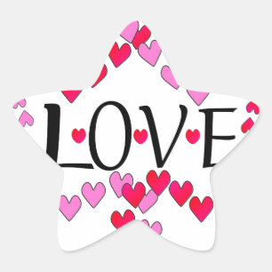 Hartjes Roze Rood LIEFDE Ster Sticker