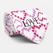 Hartjes Roze Rood LIEFDE Stropdas (Opgerold)