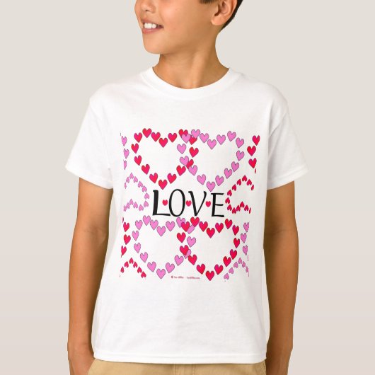 Hartjes Roze Rood LIEFDE T-shirt (Voorkant)