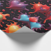 Hartjes spatten kunst cadeaupapier (Hoek)