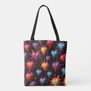 Hartjes spatten kunst tote bag