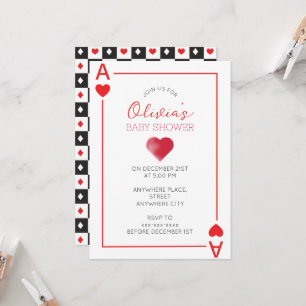 Hartjes speelkaart baby shower kaart