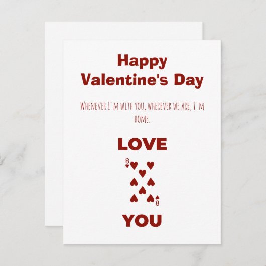 Hartjes Spelen Kaart Pattern Happy Valentijnsdag (Voorkant / Achterkant)