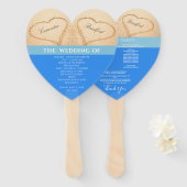 Hartjes Strand Bruiloftsceremonieprogramma Oceanbl Handwaaier (Voorkant en achterkant)