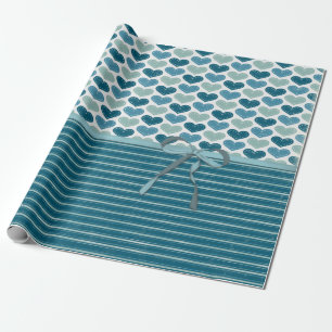 Hartjes Strepen en Strik Cute Cadeaupapier