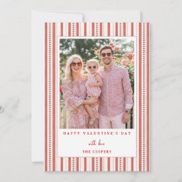 Hartjes Strepen Gelukkig Valentijnsdag Fotokaart Feestdagenkaart