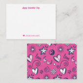 Hartjes Tekenpatroon Roze Valentijnsdag Notitiekaartje