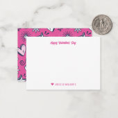 Hartjes Tekenpatroon Roze Valentijnsdag Notitiekaartje