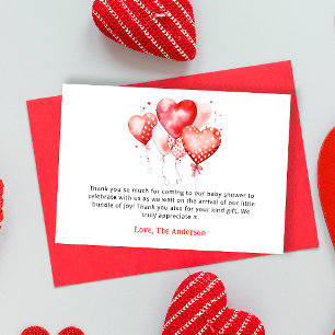 Hartjes Valentijn Liefje Baby shower Dank je Kaart