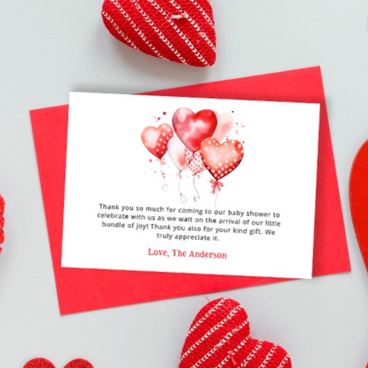 Hartjes Valentijn Liefje Baby shower Dank je Kaart