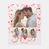 Hartjes Valentijns Monogram Foto Collage Fleece Deken (Voorkant)