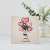 Hartjes  Valentijnsballonnen Kaart (Staand voorkant)