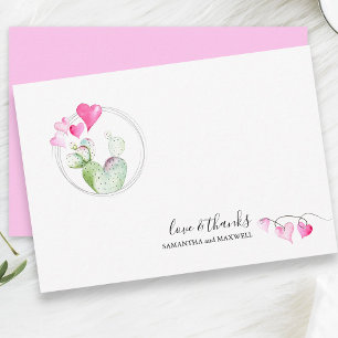 Hartjes Valentijnsdag Bedankkaart Cactus Notitiekaartje