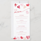Hartjes Valentijnsdag Eet- en Drinkmenu Kaart (Voorkant)