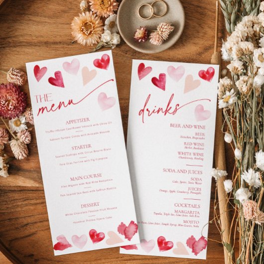 Hartjes Valentijnsdag Eet- en Drinkmenu Kaart
