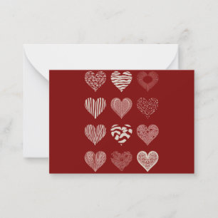 Hartjes Valentijnsdag Negen Hartjes Valentijnslief Notitiekaartje