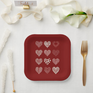 Hartjes Valentijnsdag Negen Hartjes Valentijnslief Papieren Bordje