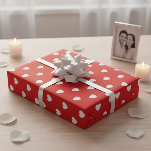 Hartjes van rood en wit voor Valentijn Cadeaupapier
