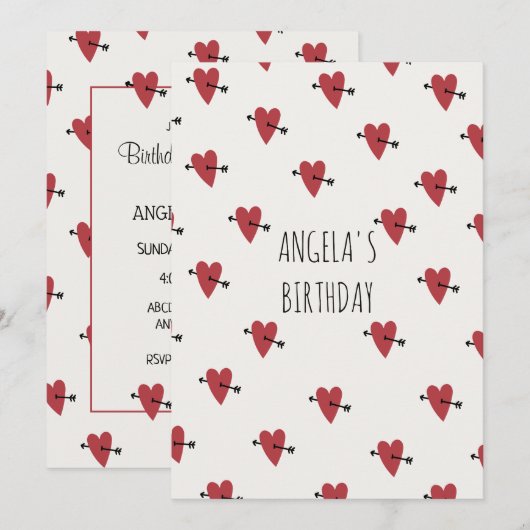 Hartjes verjaardag kaart (Voorkant / Achterkant)