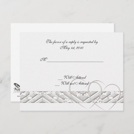 Hartjes verweven in White Silver Response Kaart (Voorkant / Achterkant)