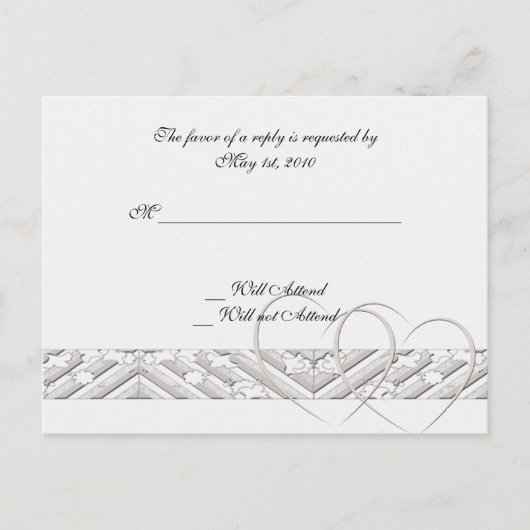 Hartjes verweven in White Silver Response Kaart (Voorkant)
