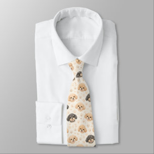 Hartjes Waterverfpatroon met Malle Honden (3) Stropdas