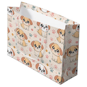 Hartjes Waterverfpatroon met Malle Puppies (6) Groot Cadeauzakje