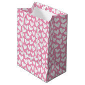 Hartjespatroon Roze Wit Valentijn Medium Cadeauzakje (Voorkant Gekanteld)